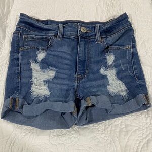 Aeropostale Dark Blue Distressed Jean Shorts, lightly worn, size 2